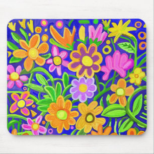 Painted Floral Design Mouse Pad