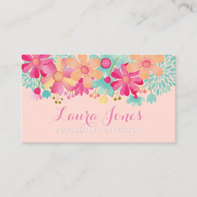 Painted Floral Editor Publishing Director Manager Appointment Card (Front)