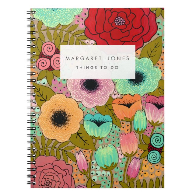 Painted Floral Garden Journal Notebook (Front)