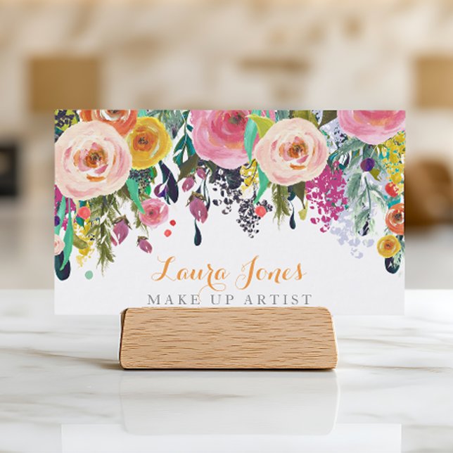 Painted Floral Make Up Artist Appointment Cards (Creator Uploaded)