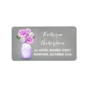 Painted floral mason jar wedding address labels