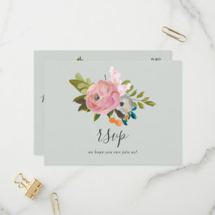 Painted Floral Menu Choice RSVP Postcard