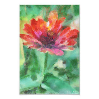 Painted Floral on Green Photographic Print