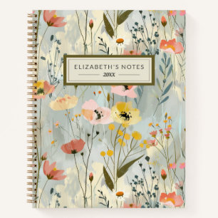 Painted Floral Pattern Monogram Journal Notebook