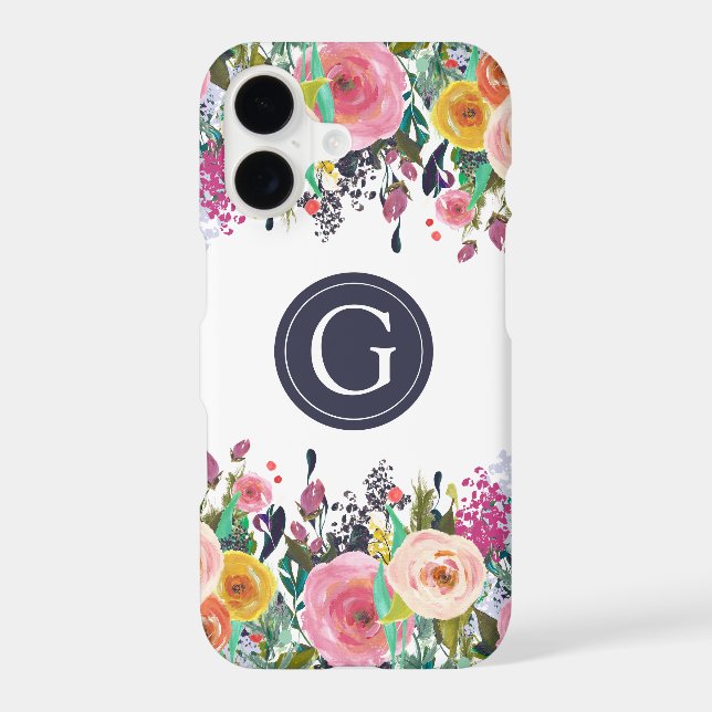 Painted Floral Personalised Initial iPhone X Case (Back)