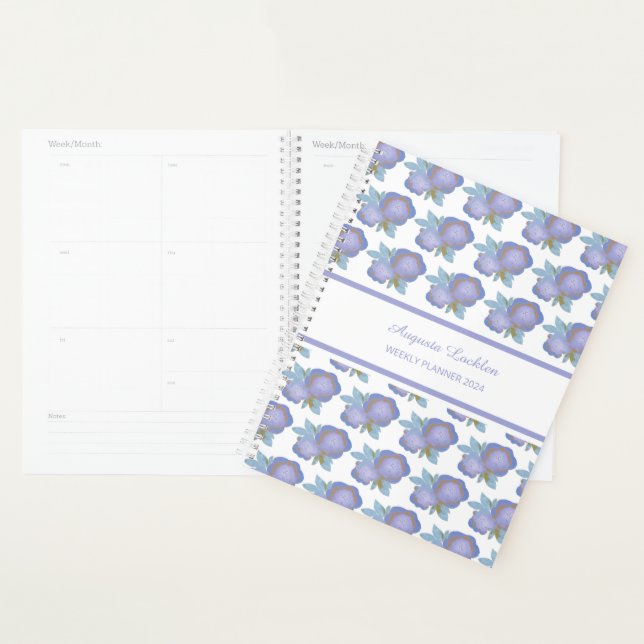Painted Floral Purple Pattern Weekly Planner (Display)