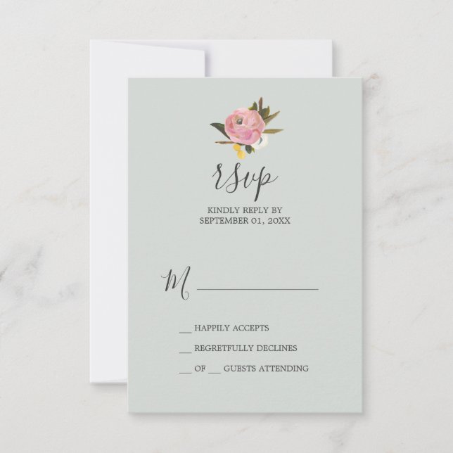 Painted Floral RSVP Card (Front)