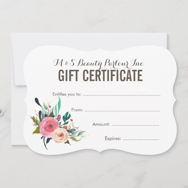 Painted Floral Salon Gift Certificate Template (Front)