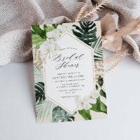 painted floral tropical palm leaves bridal shower
