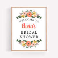 Painted Floral Wedding Bridal Shower Welcome