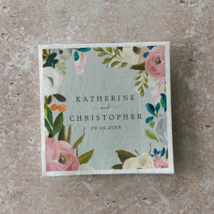 Painted Floral Wedding Napkin