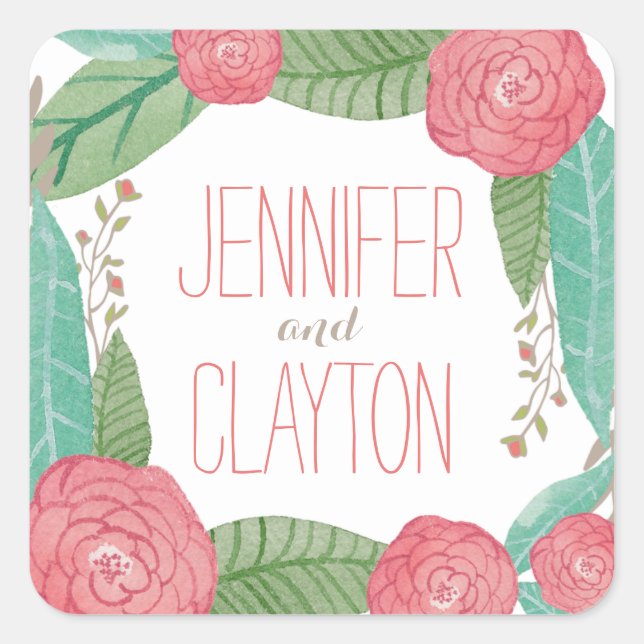 Painted Florals Favour Sticker (Front)
