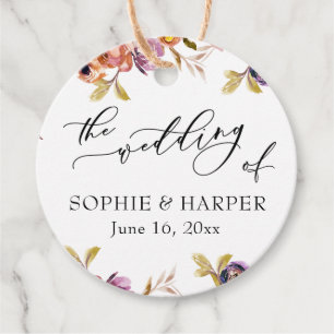 Painted Florals Luxury Calligraphy The Wedding Of Favour Tags