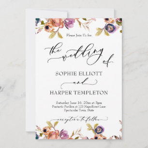 Painted Florals Luxury Calligraphy The Wedding Of Invitation