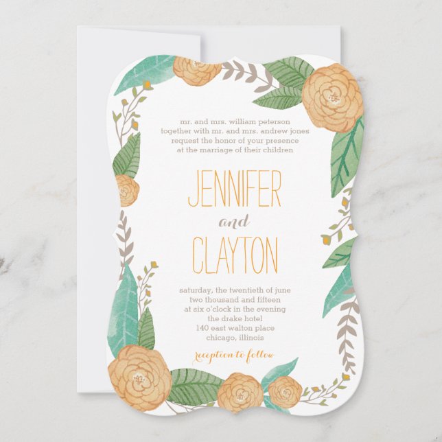 Painted Florals Wedding Invitations (Front)