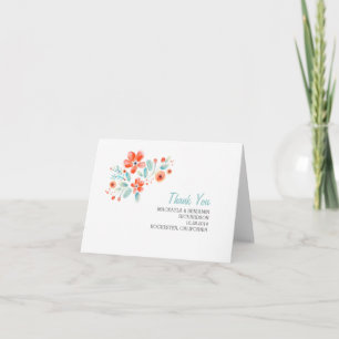 painted flower cute modern wedding thank you card