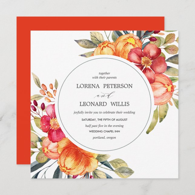 Painted Flower Modern ELEGANT Rustic Invitation (Front/Back)