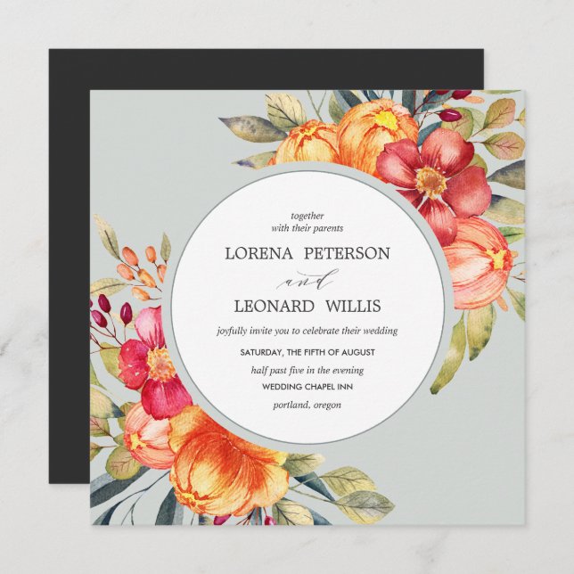 Painted Flower Modern ELEGANT Rustic Invitation (Front/Back)