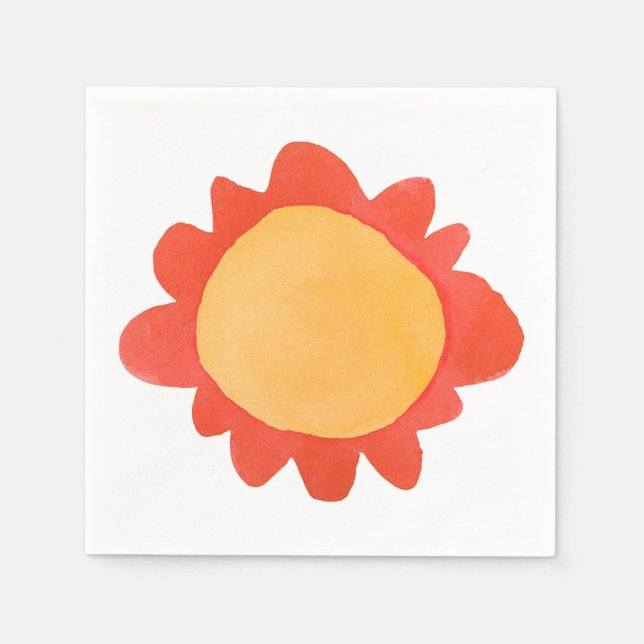 Painted Flower orange 1 Cocktail Paper Napkins (Front)