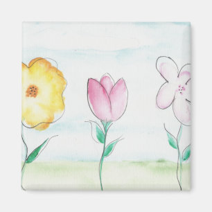 Painted Flowers Art Magnet