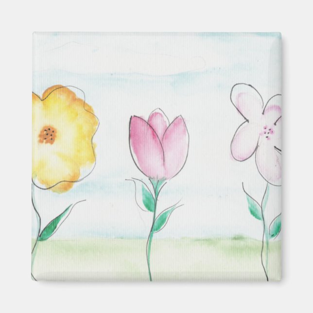 Painted Flowers Art Magnet (Front)