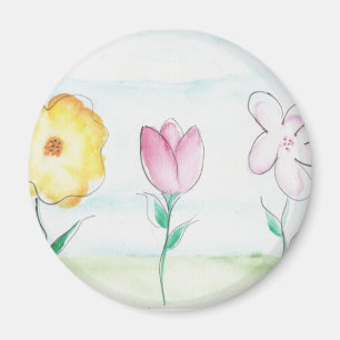 Painted Flowers Art Magnet