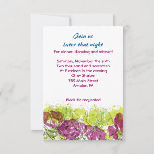 Painted Flowers Bar Bar Mitzvah Star Party Card