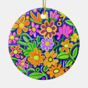 Painted Flowers Ceramic Tree Decoration