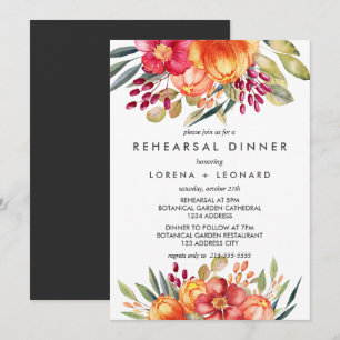 Painted  Flowers Modern REHEARSAL DINNER Wedding Invitation