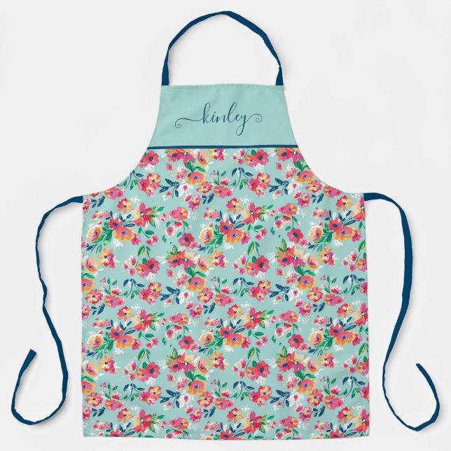 Painted Flowers Pattern Apron (Front)