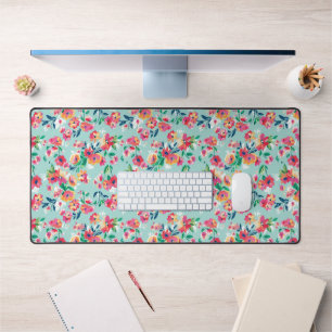 Painted Flowers Pattern Desk Mat