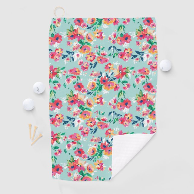 Painted Flowers Pattern Golf Towel (InSitu)