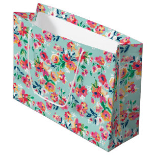 Painted Flowers Pattern Large Gift Bag