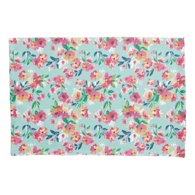 Painted Flowers Pattern Pillowcase (Front-Left)