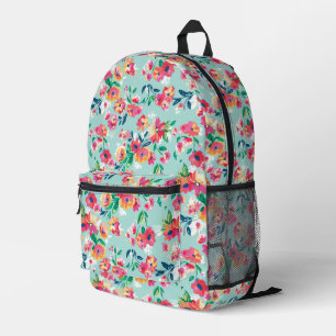 Painted Flowers Pattern Printed Backpack