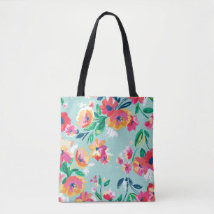 Painted Flowers Pattern Tote Bag