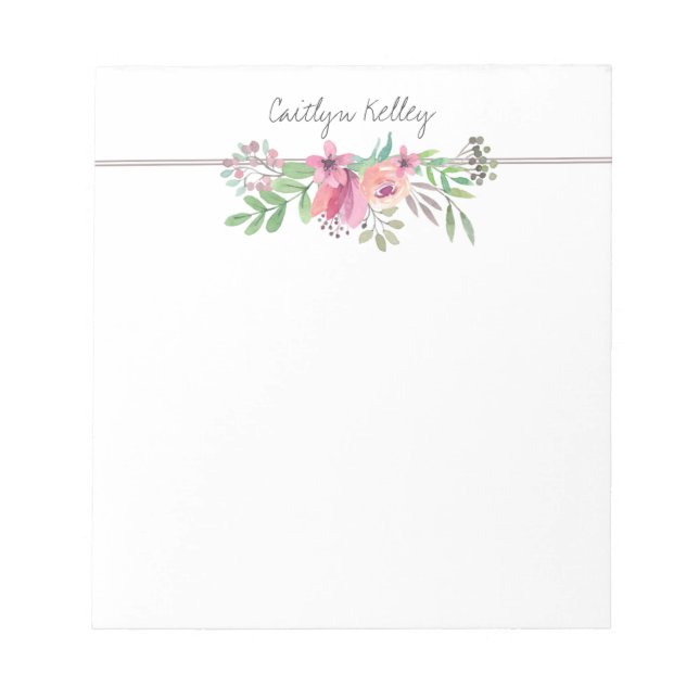 Painted Flowers Personalised Notepad (Front)