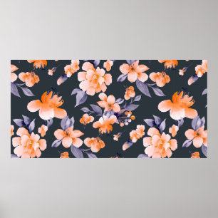 Painted flowers seamless background illustration poster
