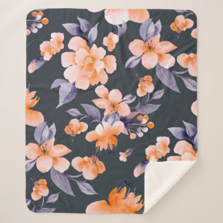 Painted flowers seamless background illustration sherpa blanket