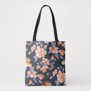 Painted flowers seamless background illustration tote bag