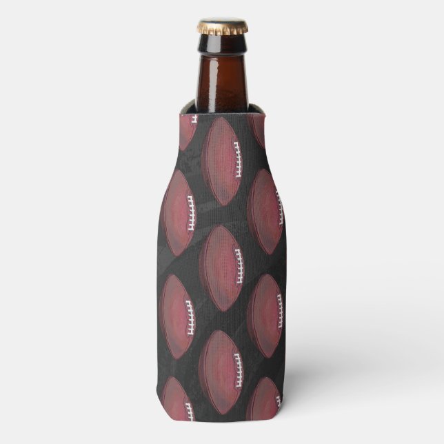 Painted Football Pattern Bottle Cooler (Bottle Front)
