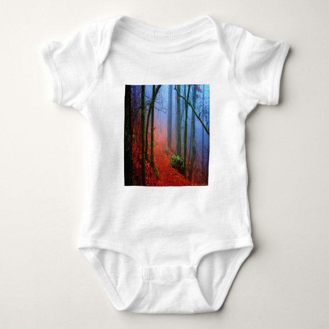 Painted Forest Autumn Blue Fog Baby Bodysuit (Front)