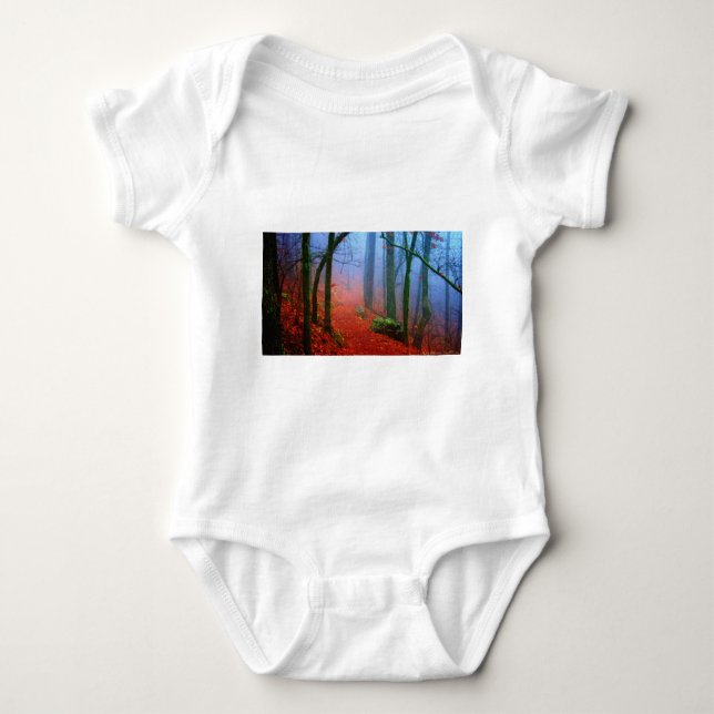 Painted Forest Autumn Blue Fog Baby Bodysuit (Front)
