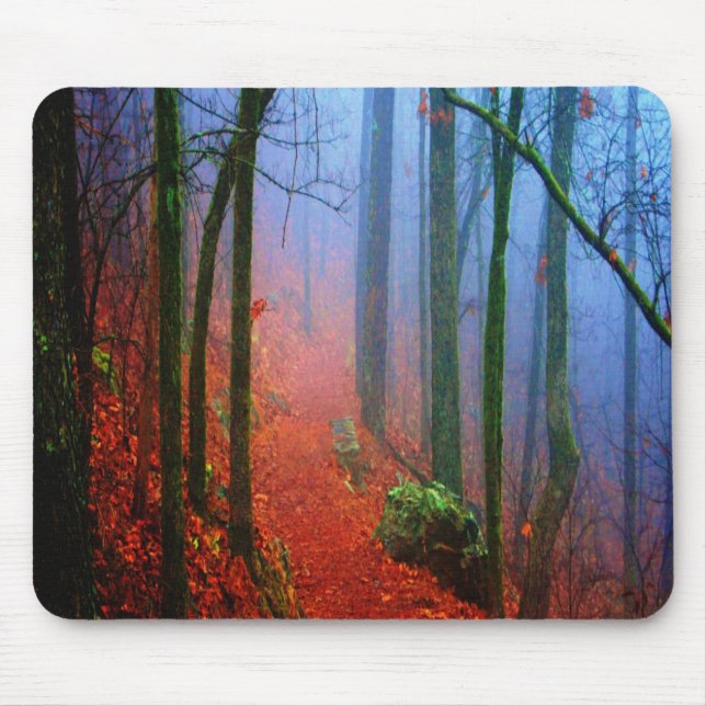 Painted Forest Autumn Blue Fog Mouse Pad (Front)