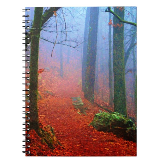 Painted Forest Autumn Blue Fog Spiral Notebook (Front)
