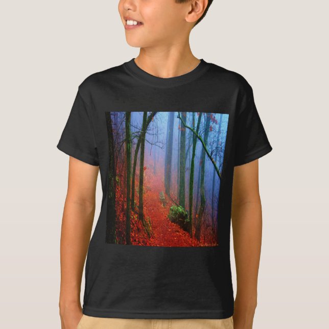 Painted Forest Autumn Blue Fog T-Shirt (Front)