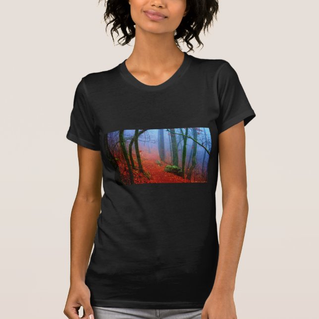 Painted Forest Autumn Blue Fog T-Shirt (Front)