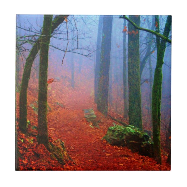 Painted Forest Autumn Blue Fog Tile (Front)