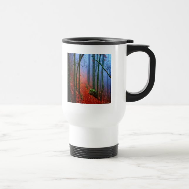 Painted Forest Autumn Blue Fog Travel Mug (Right)