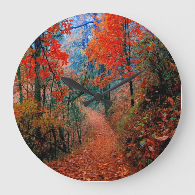 Painted Forest Autumn Flame Watercolor Clock (Front)